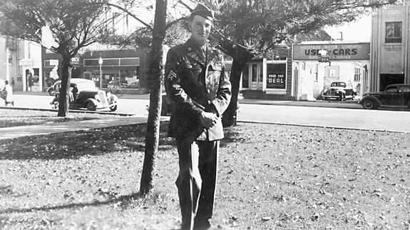 Robert Hawks on a pass in a small Idaho town in 1943